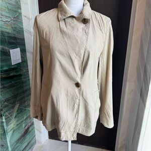 Vince Light Beige Asymmetric Button Trench Coat